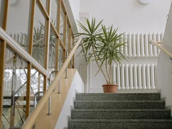 Gereinigtes Treppenhaus einer Wohnanlage